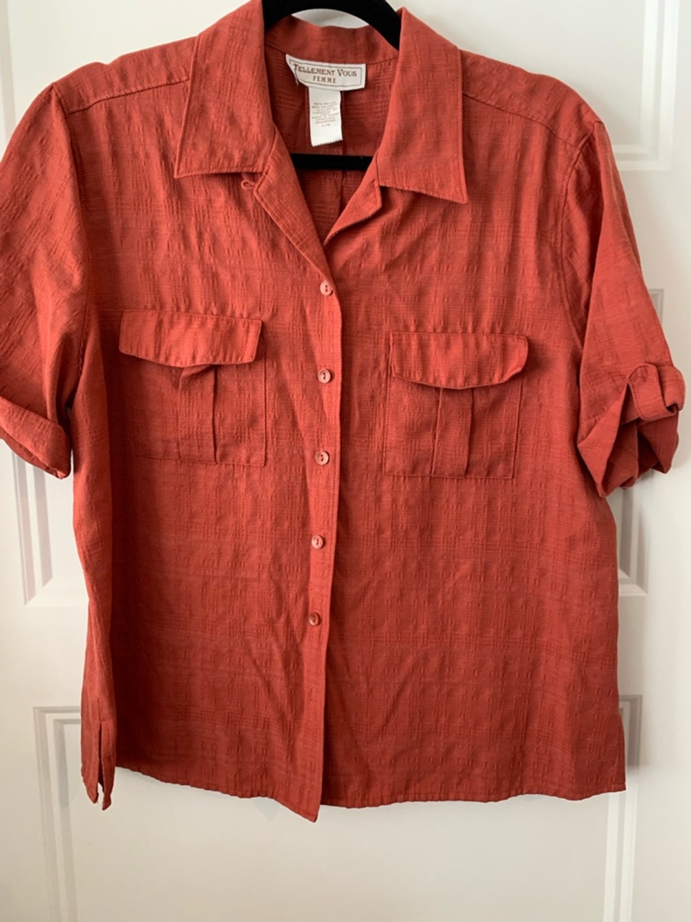 Vintage Tellement Vous Terra Cotta Button Front blouse